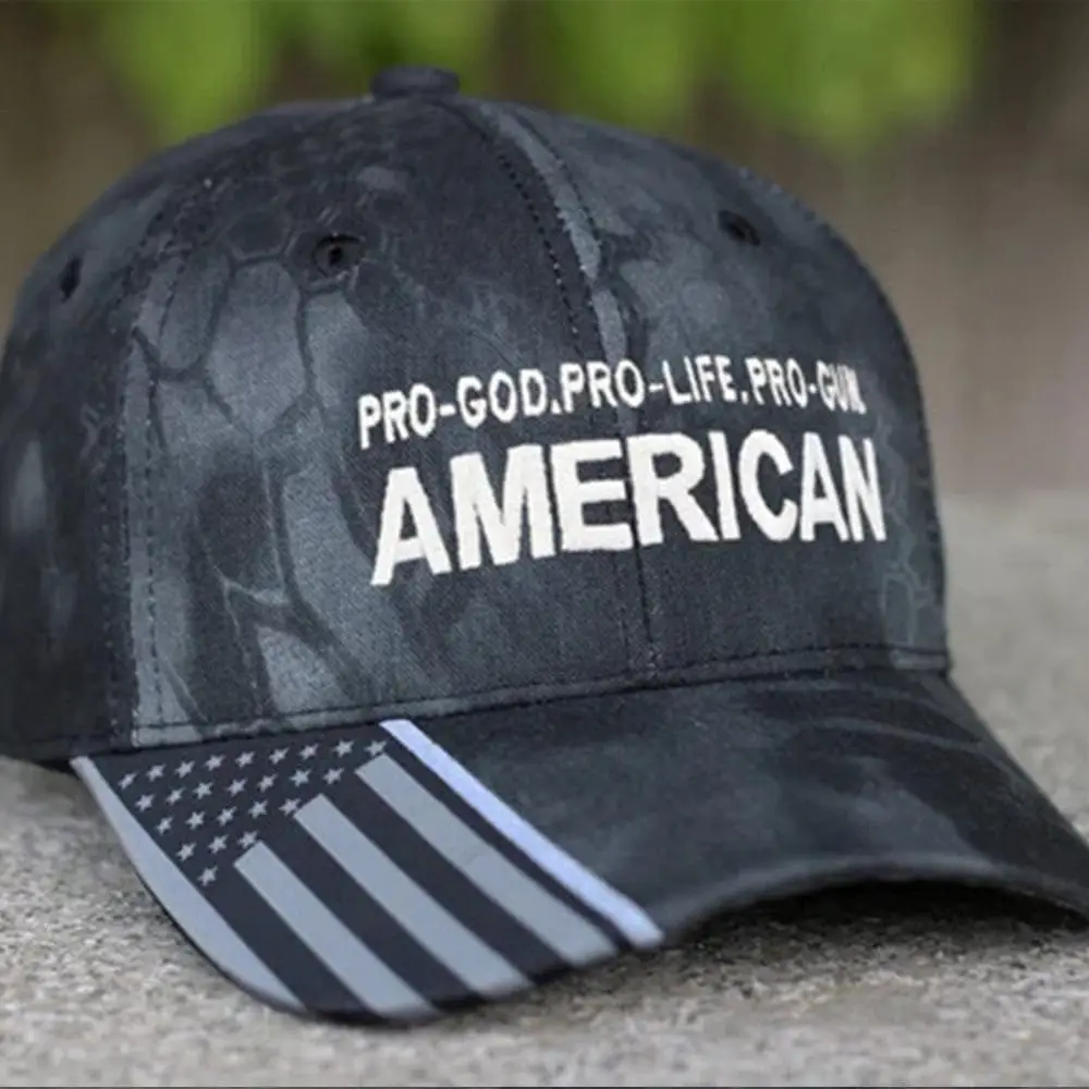 Pro God Pro Life Pro Gun American Embroidered Camo Hat Mens Patriotic Hat Gun Lovers Gifts -WearandDecor