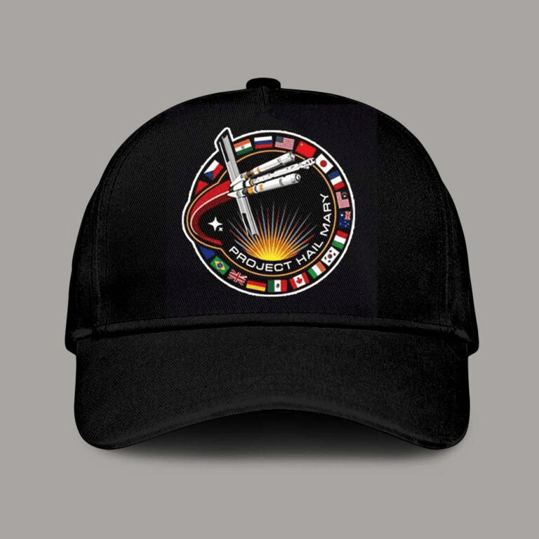 Project Hail Mary Spaceship With Nation Flags Mission Patch Hat Project Hail Mary Merch 2026