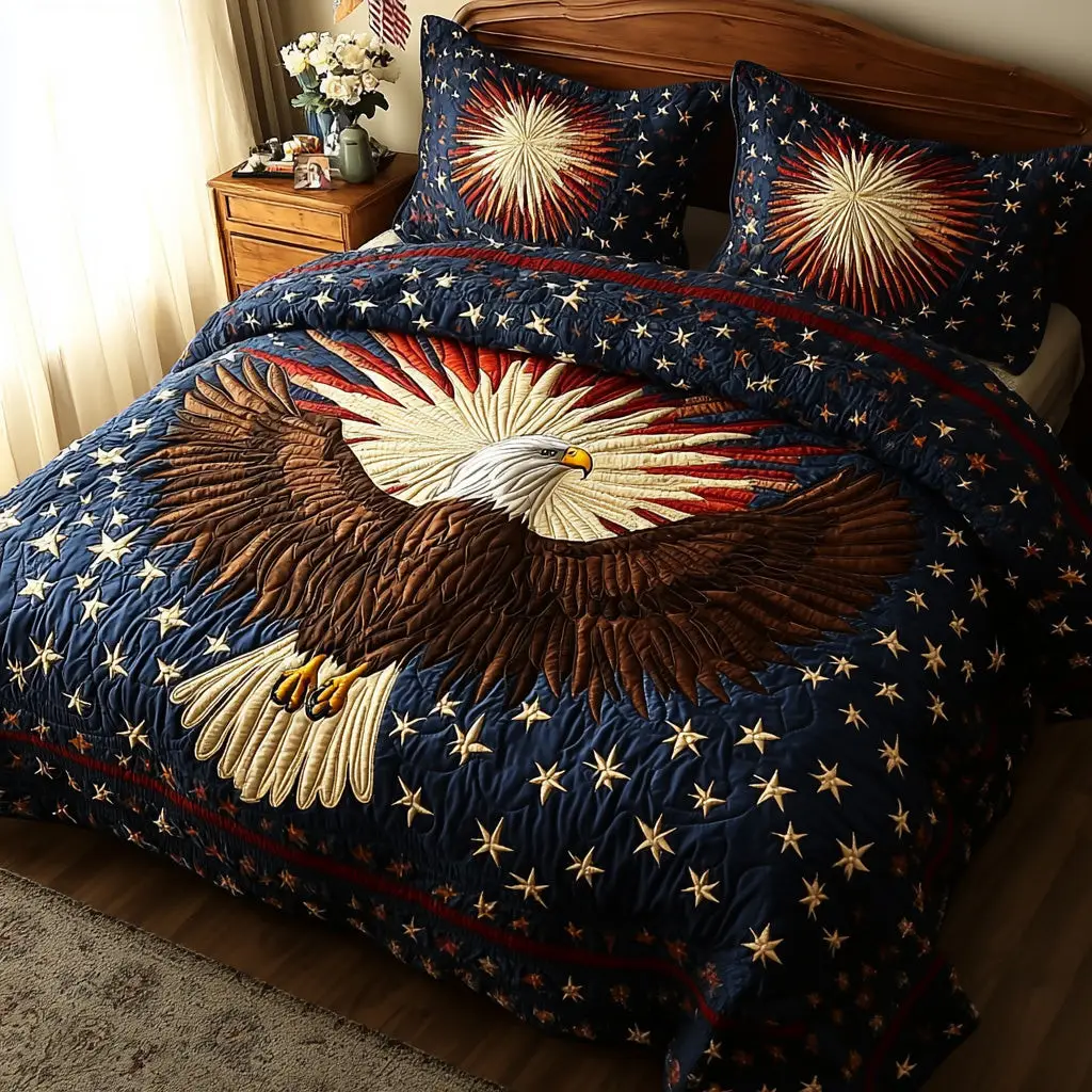 Proud Wings Quilted Bedding Set Perfect Bedding Gift Set for Holiday Celebrations