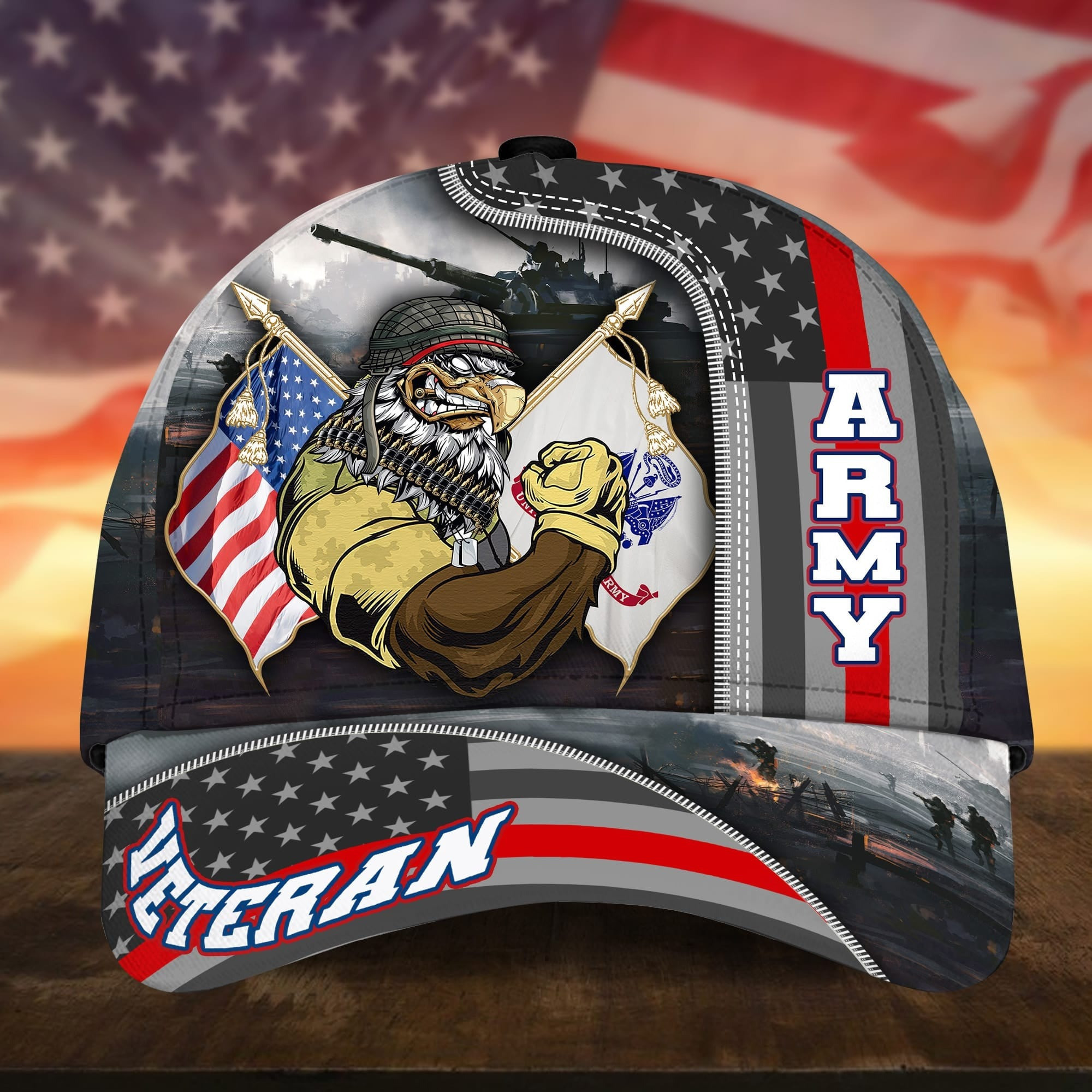 Proudly Served US Veteran Hat American Eagle Print Father's Day Merch Gift Ideas