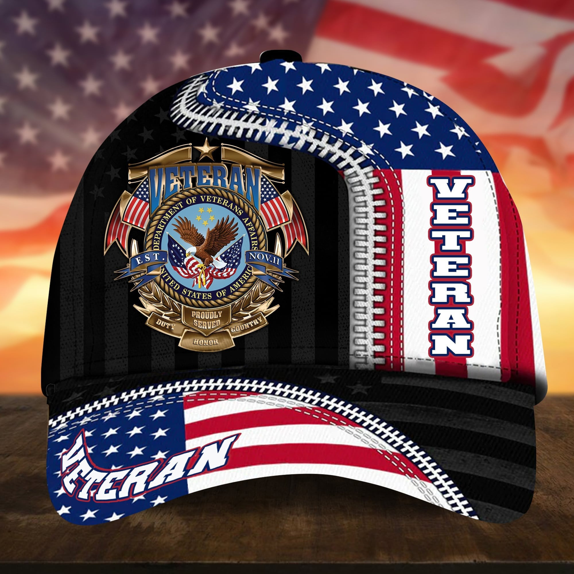 Proudly Served US Veteran Hat wit Bald Eagle Print 4th of July Gift Ideas for Veterans Proudly Served US Veteran Hat wit Bald Eagle Print 4th of July Gift Ideas for Veterans - Image 1