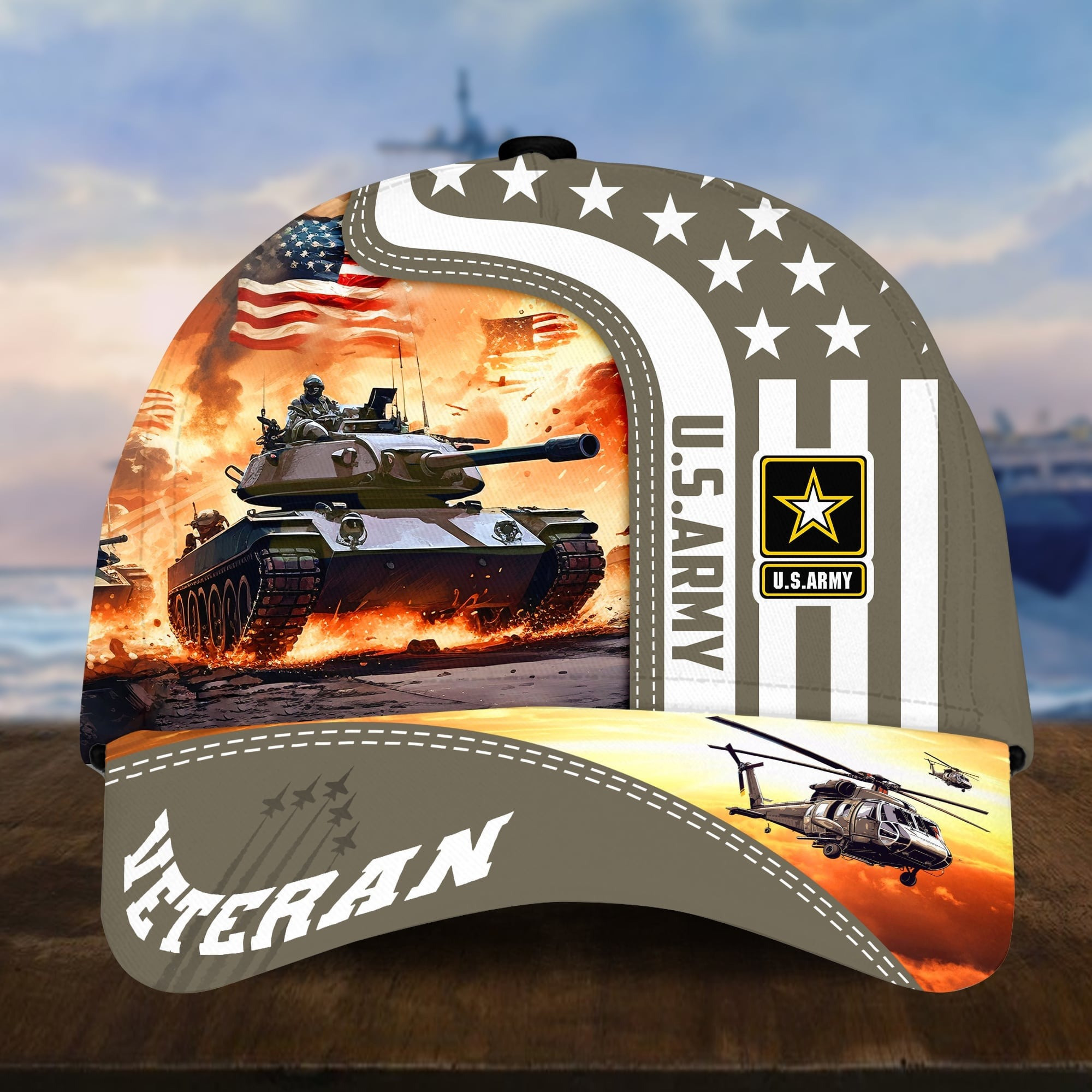 Proudly Served US Veterans Hat US Army Tank Graphic 4th of July Gift Ideas
