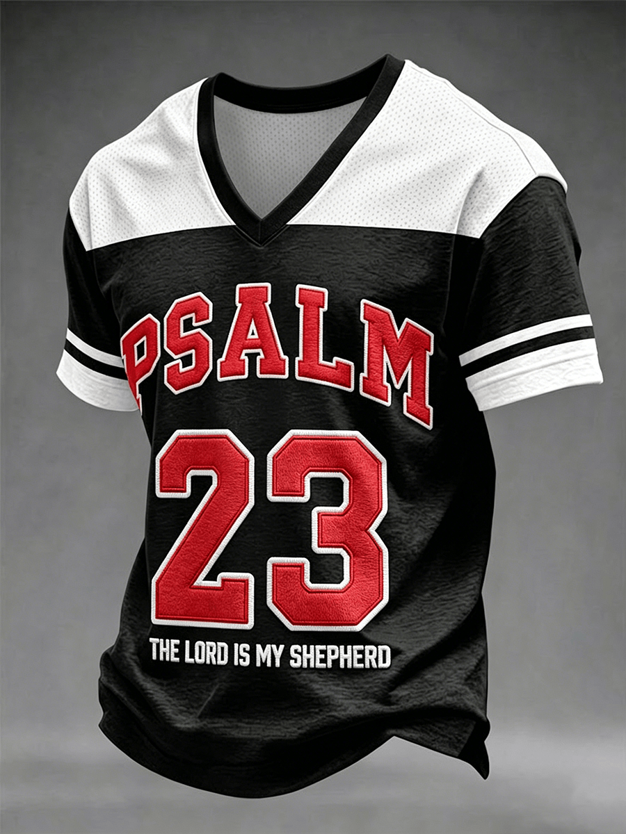 Psalm 23 Yahweh V-Neck Jersey The Lord Is My Shepherd Clothes Christian Gifts For Men