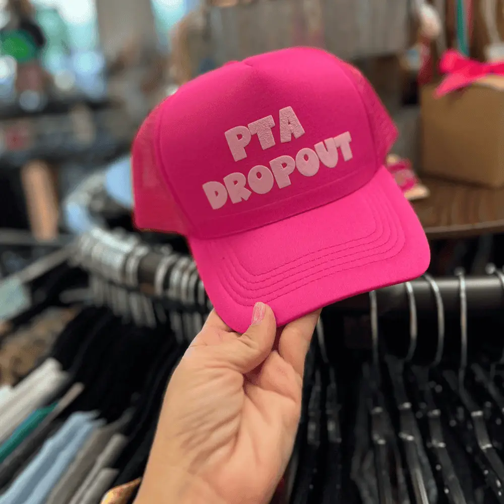 PTA Dropout Pink Trucker Hat Embroidered Gift Idea for Wife Casual Street Hat -WearandDecor