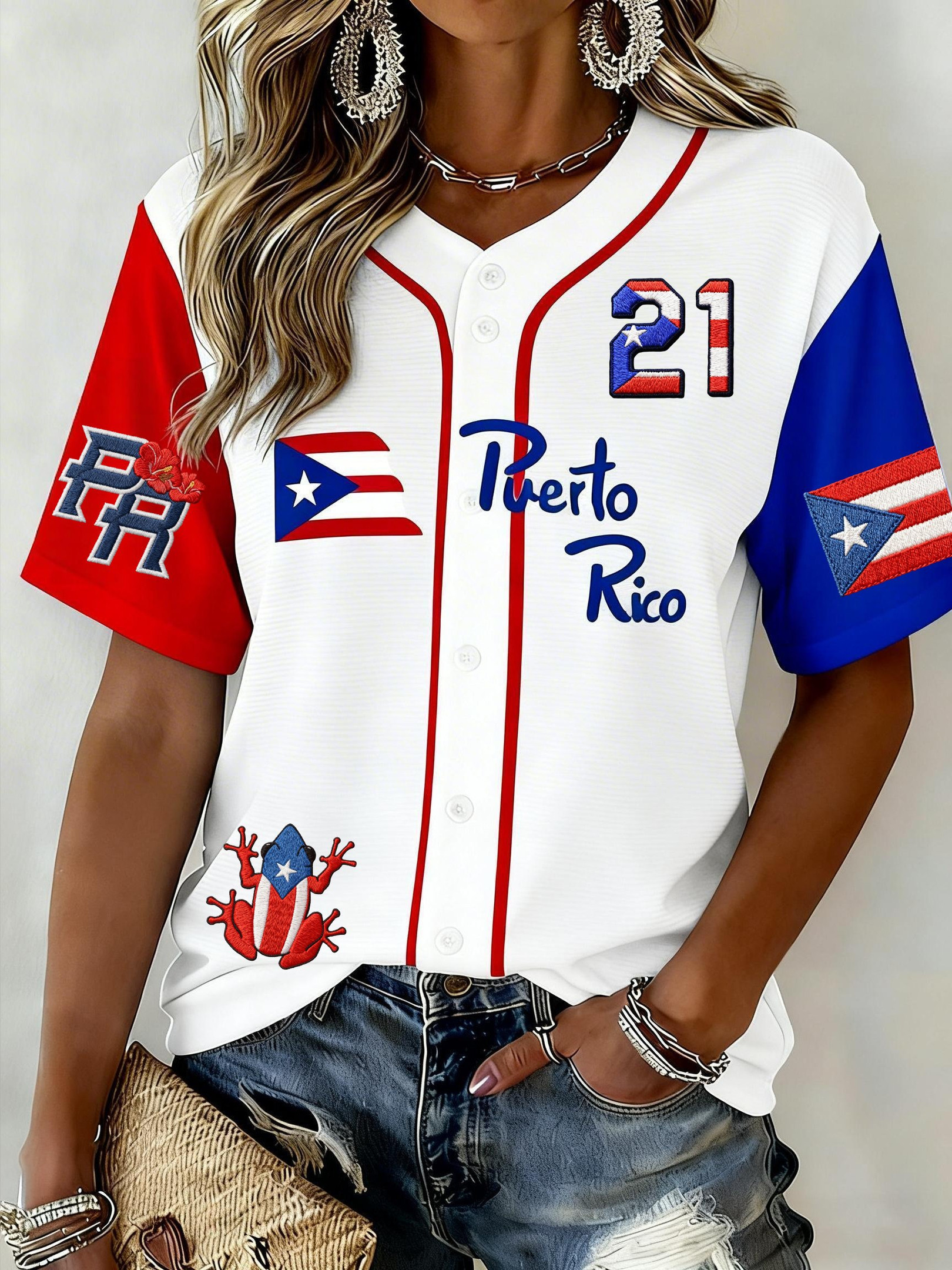 Puerto Rico Baseball Jersey Women's Clemente 21 Jersey World Baseball Classic 2026 Clothing