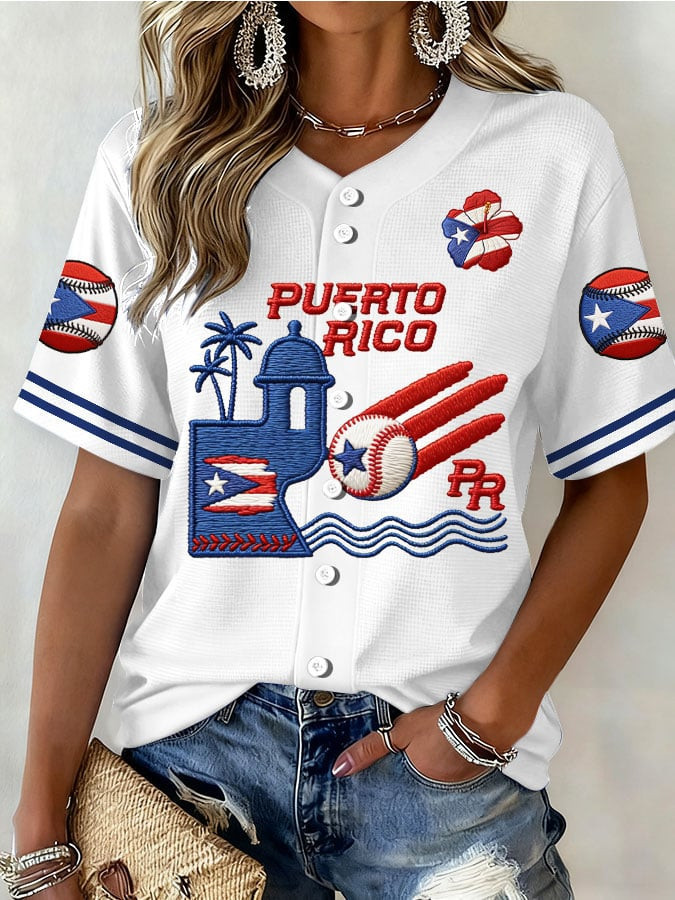 Puerto Rico Baseball Jersey Women's World Baseball Classic 2026 Merch PR Baseball Merchandise