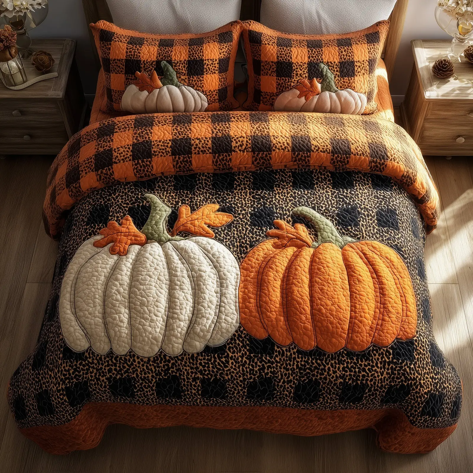 Pumpkin Charm Quilted Bedding Set For Couples Pumpkin Charm Quilted Bedding Set For Couples - Image 1