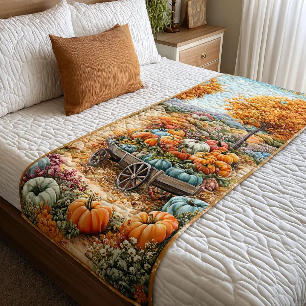 Pumpkin Grove Quilted Bed Runner Pumpkin Grove Autumn Gift