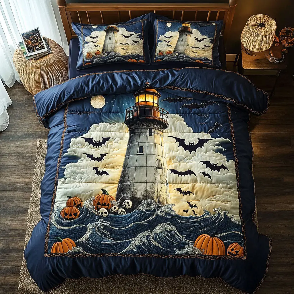 Pumpkins And Tides Quilted Bedding Set Duvet Cover Bedspread Bedroom Decorative For Couples Pumpkins And Tides Quilted Bedding Set Duvet Cover Bedspread Bedroom Decorative For Couples - Image 1