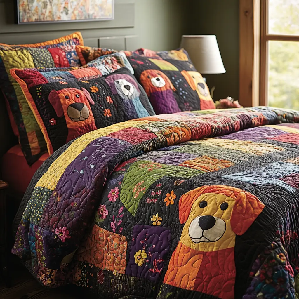 Pupper Patch Parade Quilted Bedding Set Best Bedspread Set Dog Gifts For Dog Lovers Pupper Patch Parade Quilted Bedding Set Best Bedspread Set Dog Gifts For Dog Lovers - Image 1