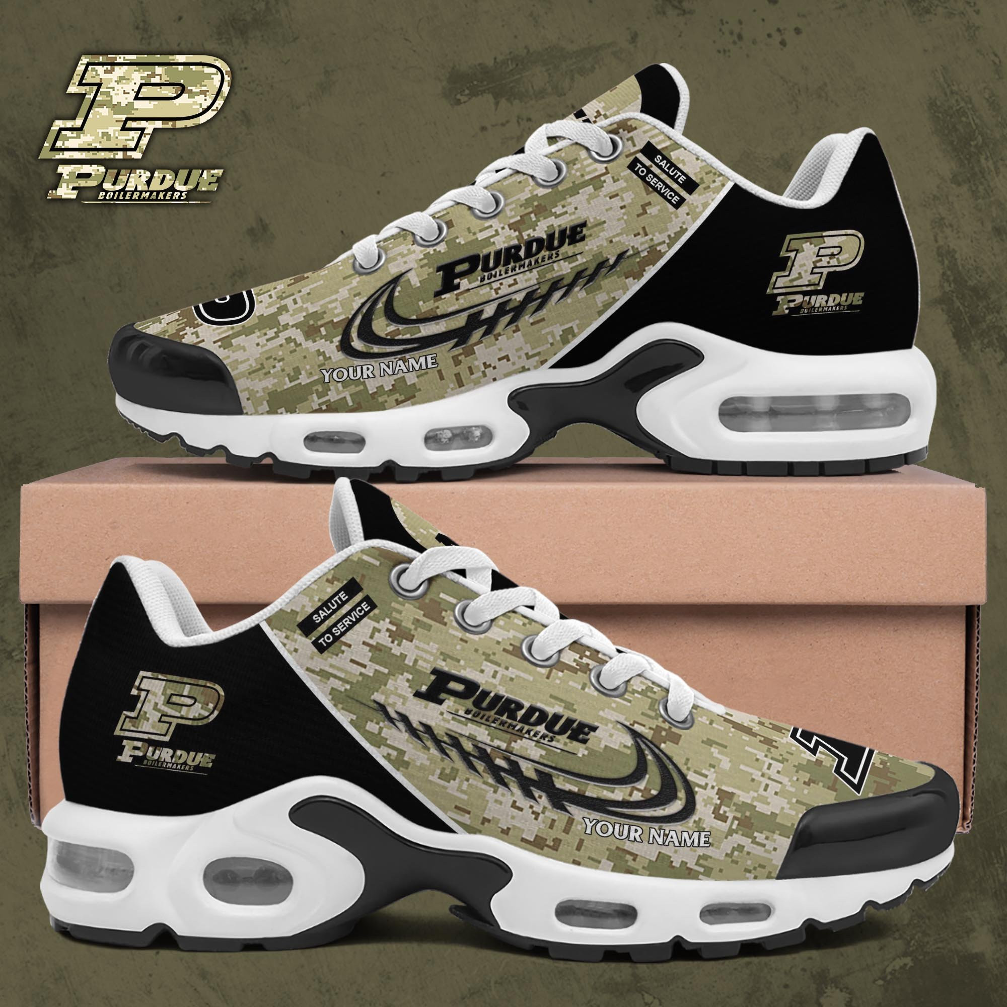 Purdue Boilermakers Shoes 2026 Version Custom Name, Camouflage Shoes, Gifts For Football Lovers Ph636
