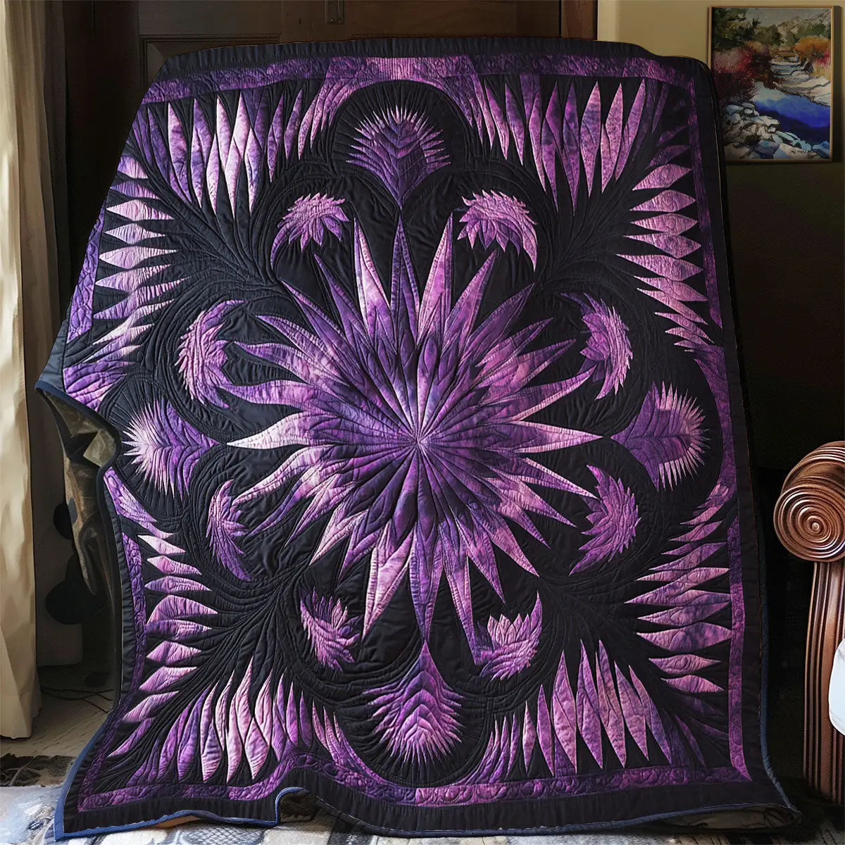 Purple Blossom Quilt Luxury Throw Blankets Special Birthday Gifts For Grandma