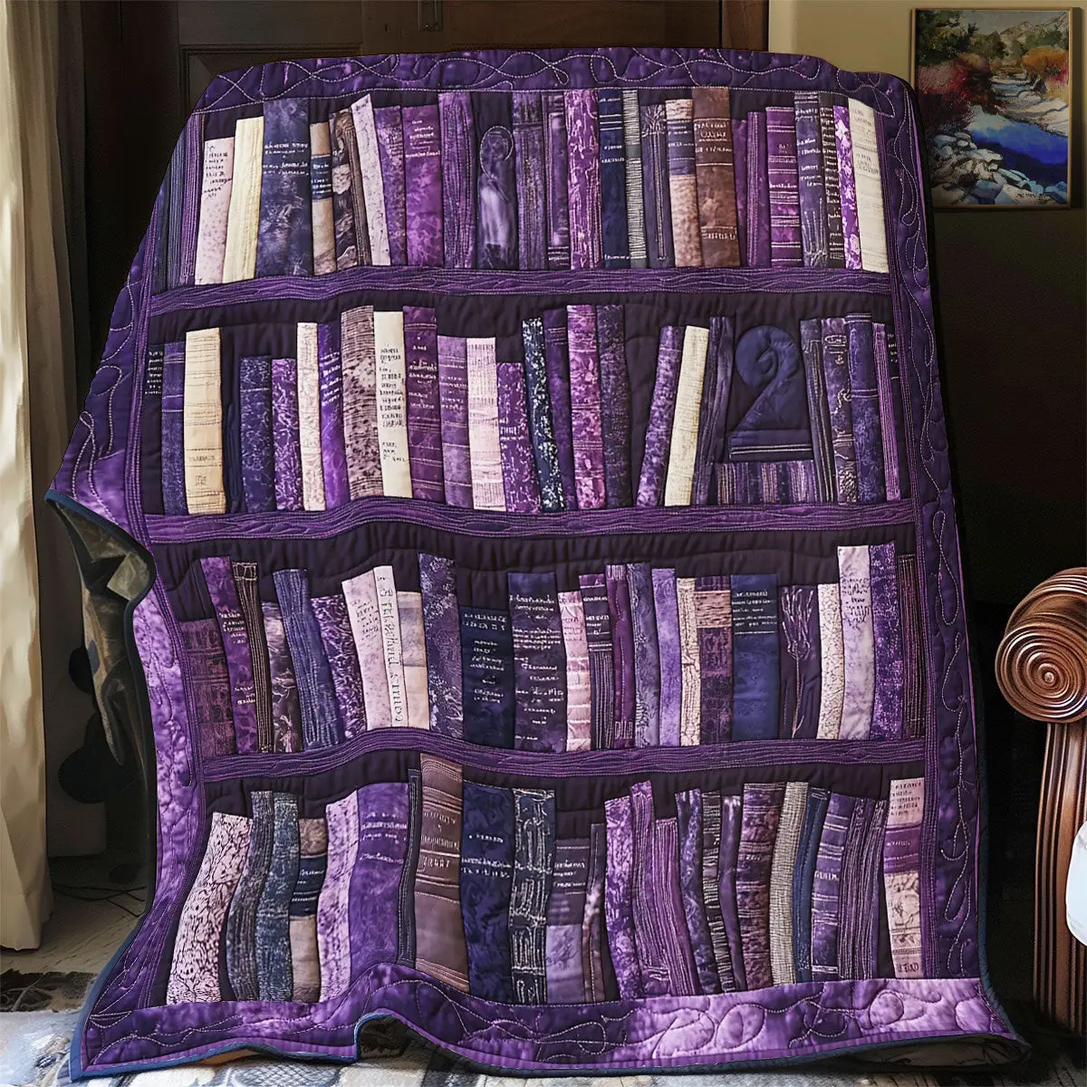 Purple Bookshelf Quilt Throw Blankets Gifts For Mother In Law