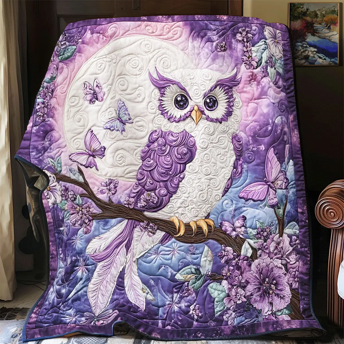 Purple Owl Quilt Blankets Couch Blanket Gifts For Father's Day From Daughter