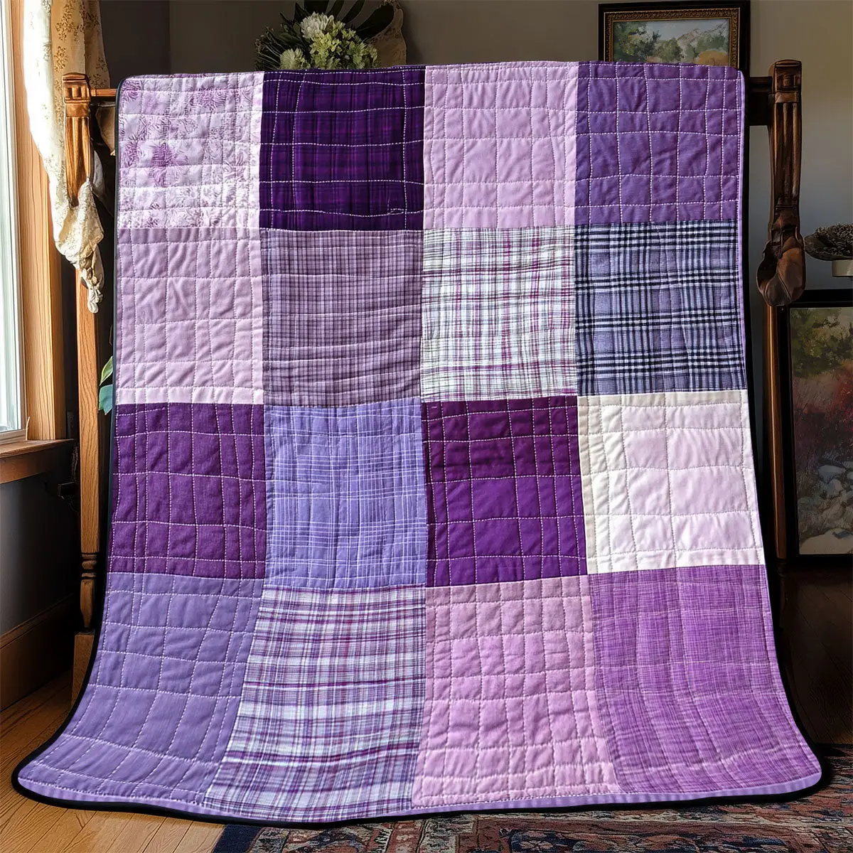 Purple Patchwork Quilt Blankets Throws And Blankets Mother'S Day Gift From Mother To Daughter
