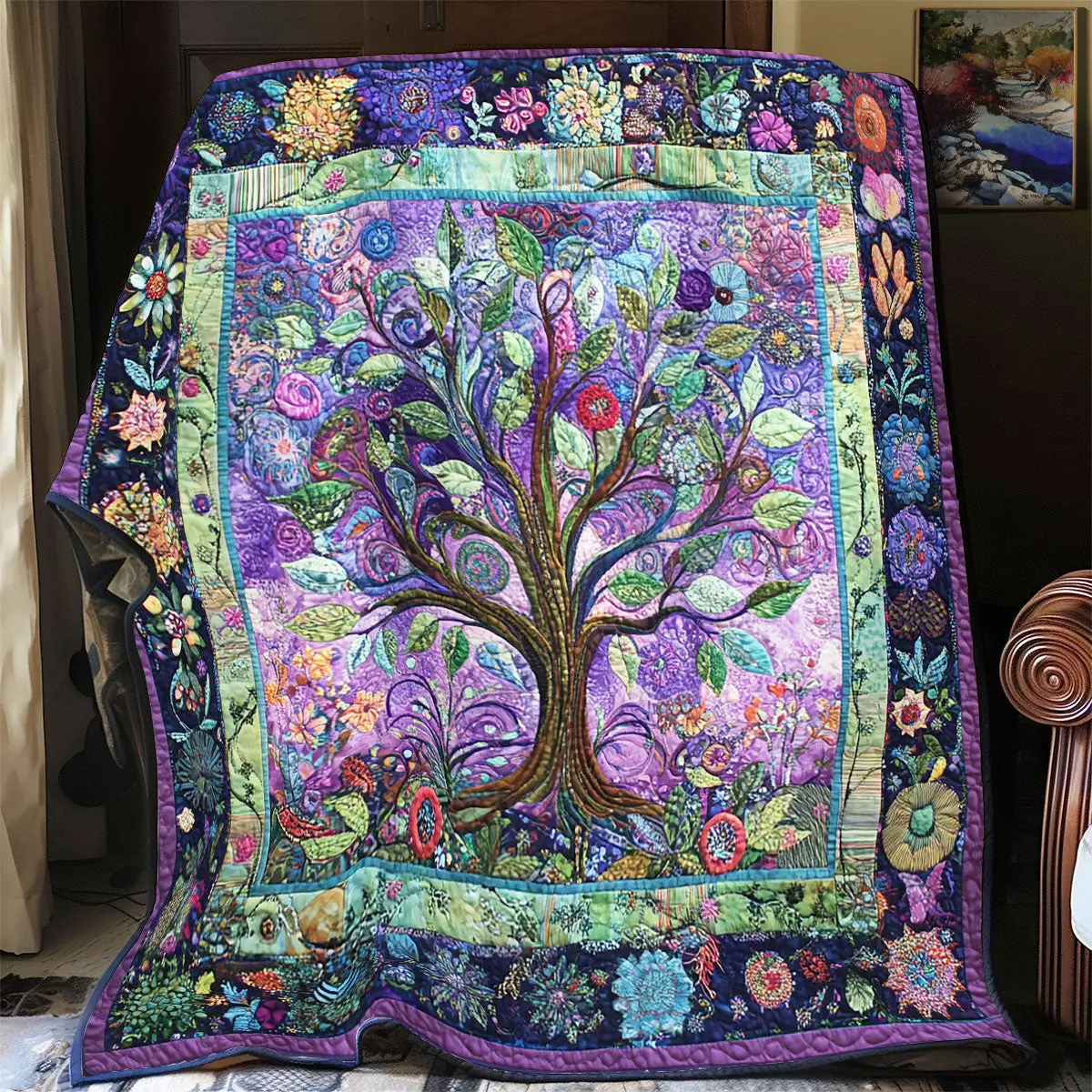 Purple Tree Of Life Quilt Blankets Throws And Blankets Father's Day Presents For Son Purple Tree Of Life Quilt Blankets Throws And Blankets Father's Day Presents For Son - Image 1