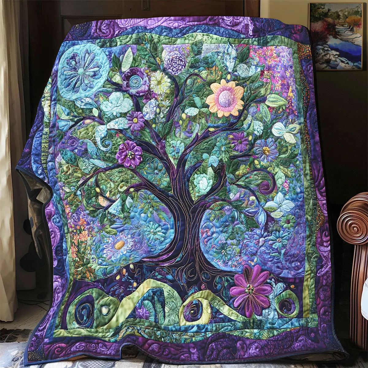 Purple Tree Of Life Quilt Blankets Throws And Blankets Special Mother's Day Gifts For Mom