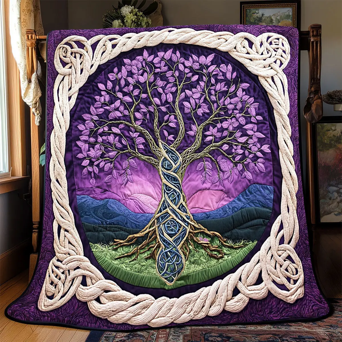 Purple Tree Of Life Quilt Luxury Throw Blankets Mother's Day Gifts For Daughter