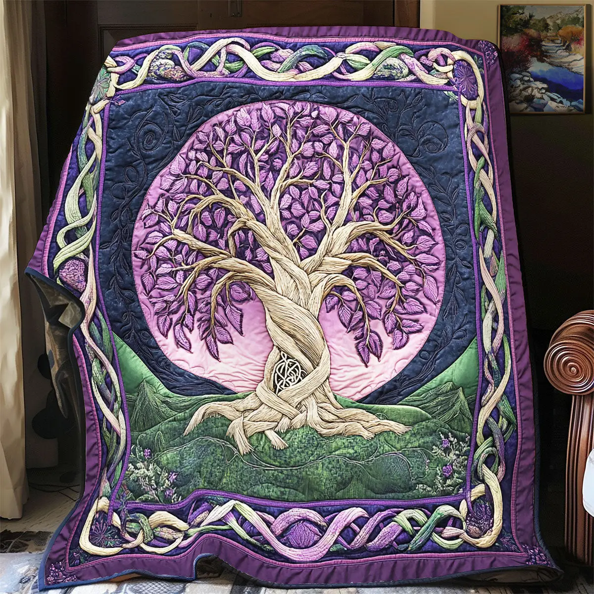 Purple Tree Of Life Quilt Throw Blankets Gifts For Mother In Law