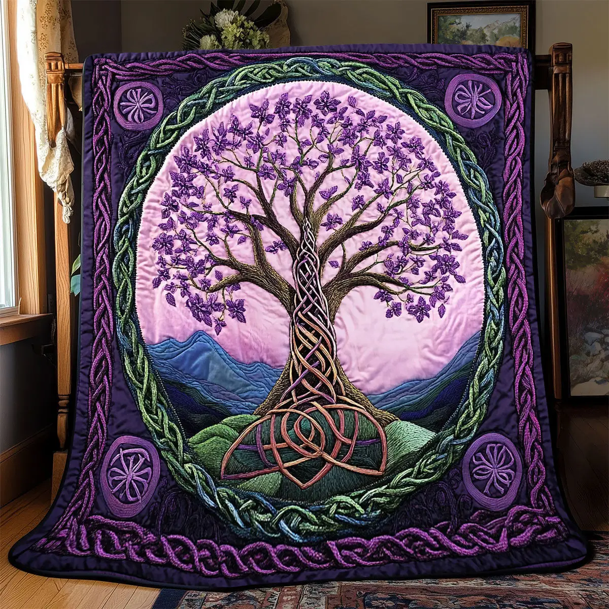 Purple Tree Of Life Quilted Blankets Dad Gifts For Father's Day 2025