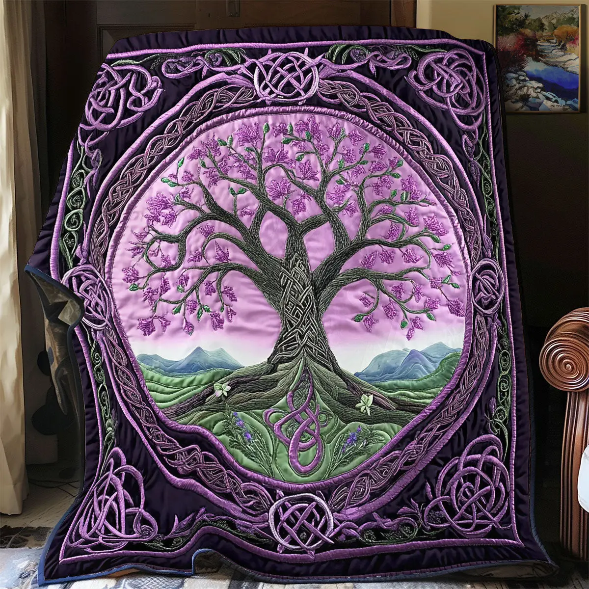 Purple Tree Of Life Quilted Blankets Mother's Day Gifts For Elderly Purple Tree Of Life Quilted Blankets Mother's Day Gifts For Elderly - Image 1