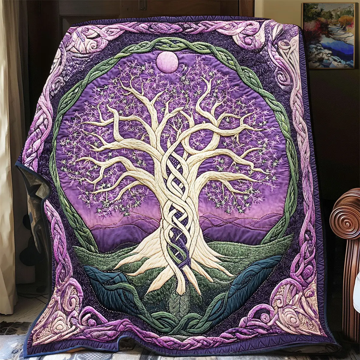 Purple Tree Of Life Quilted Throw Blankets Stepdad Gifts For Father's Day