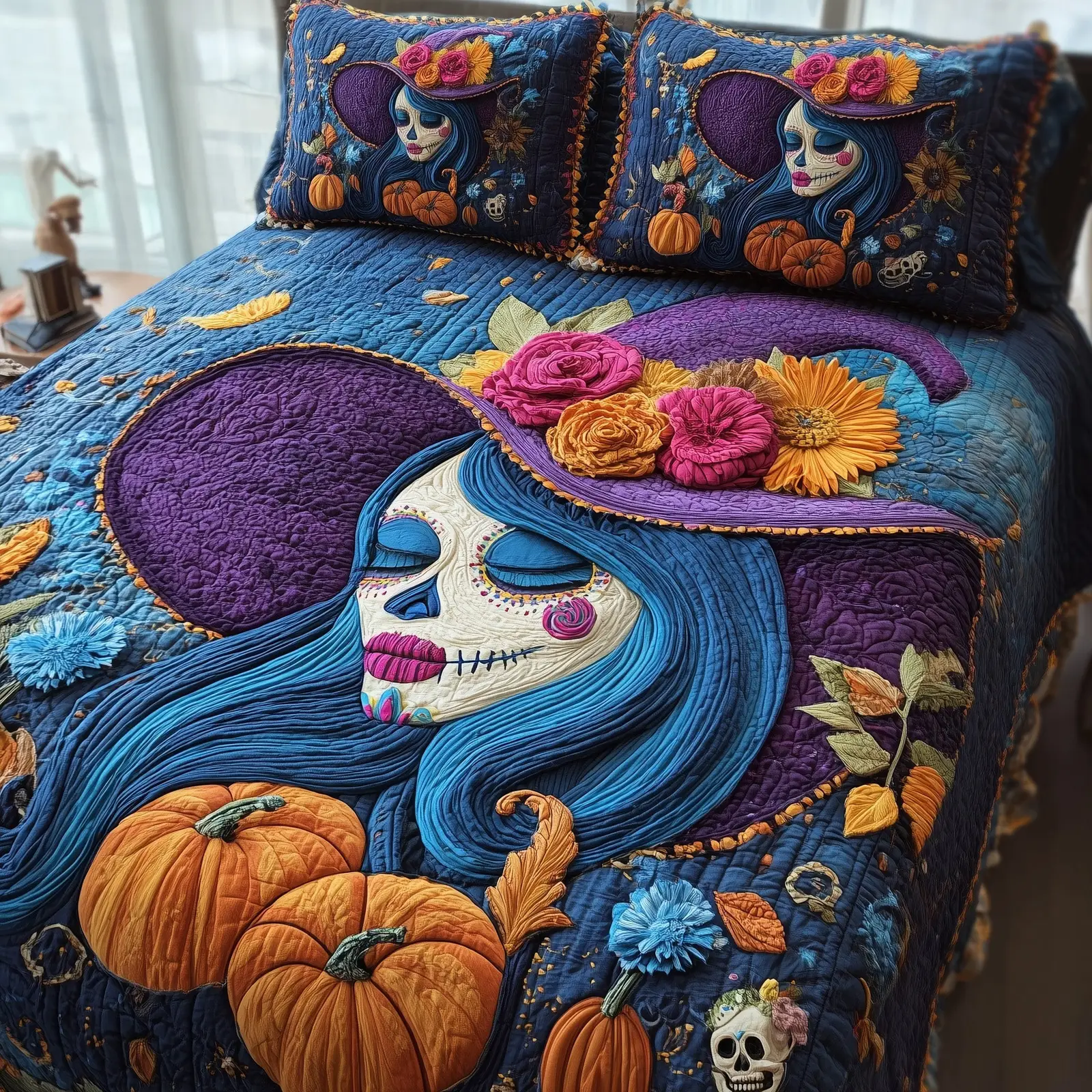 Queen of the Dead Quilted Bedding Set Bedroom Set Catrina Day Of The Dead Gifts Queen of the Dead Quilted Bedding Set Bedroom Set Catrina Day Of The Dead Gifts - Image 1
