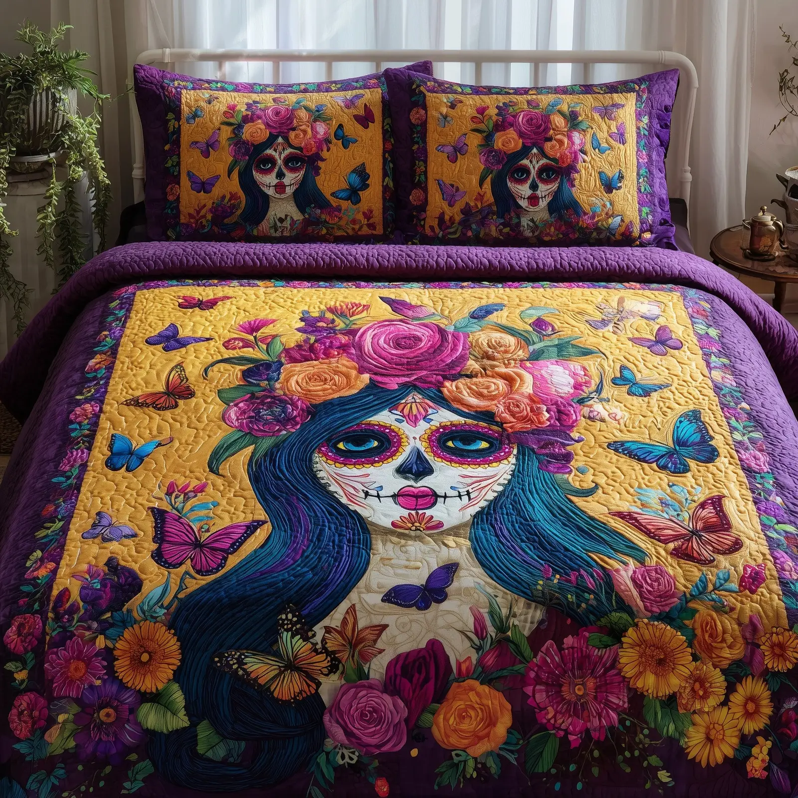 Queen Of The Dead Quilted Bedding Set Hypoallergenic
