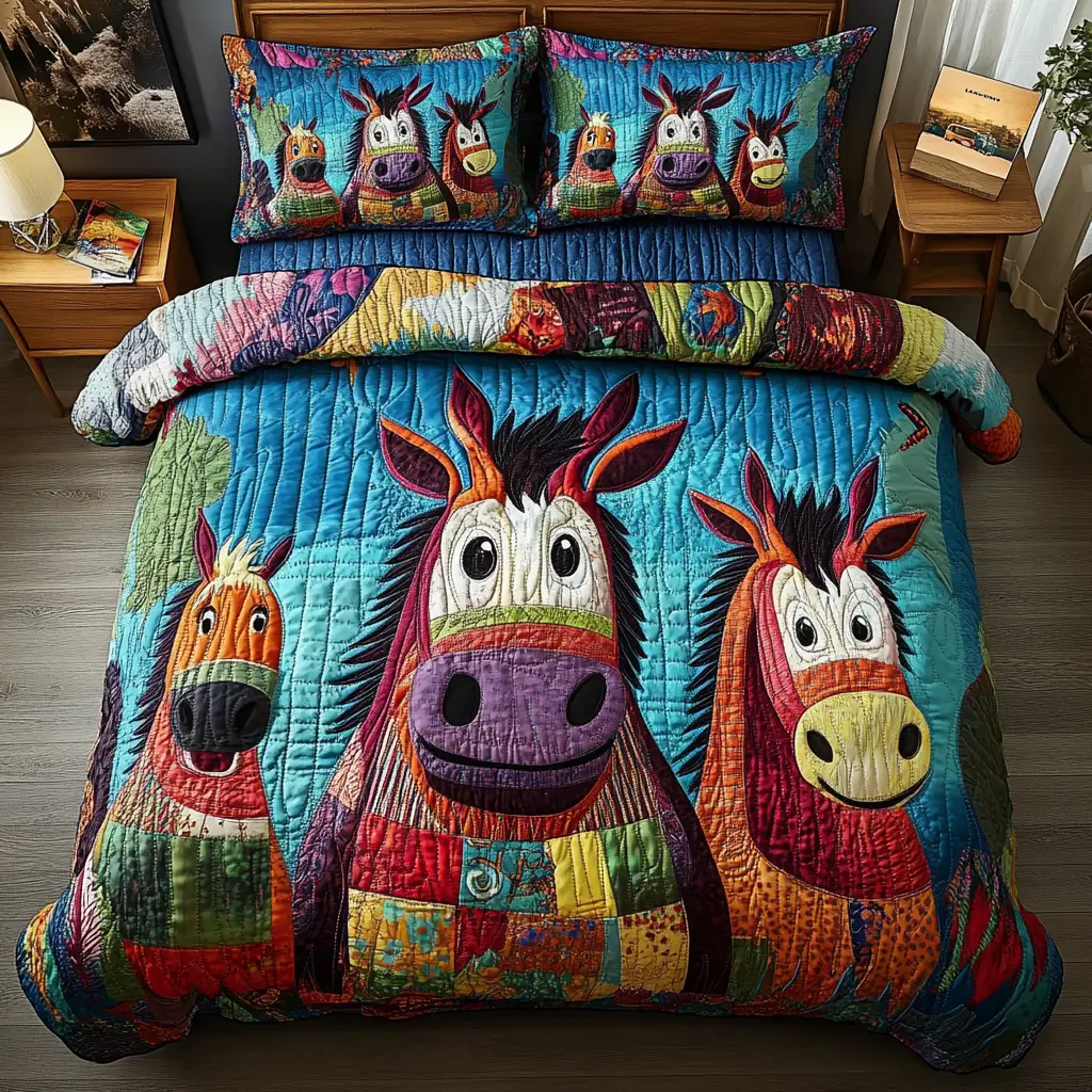 Quirky Comfort Quilted Bedding Set Bed Decor Donkey Themed Gifts Quirky Comfort Quilted Bedding Set Bed Decor Donkey Themed Gifts - Image 1