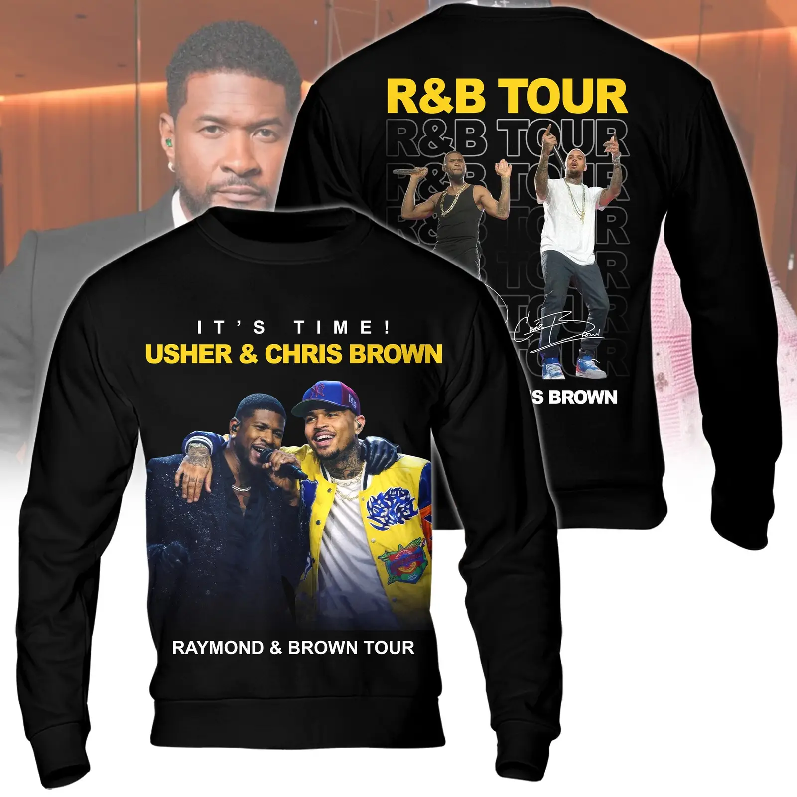 R&B Tour Merch Sweatshirt Chris Brown And Usher Raymond Apparel Gift For Fans