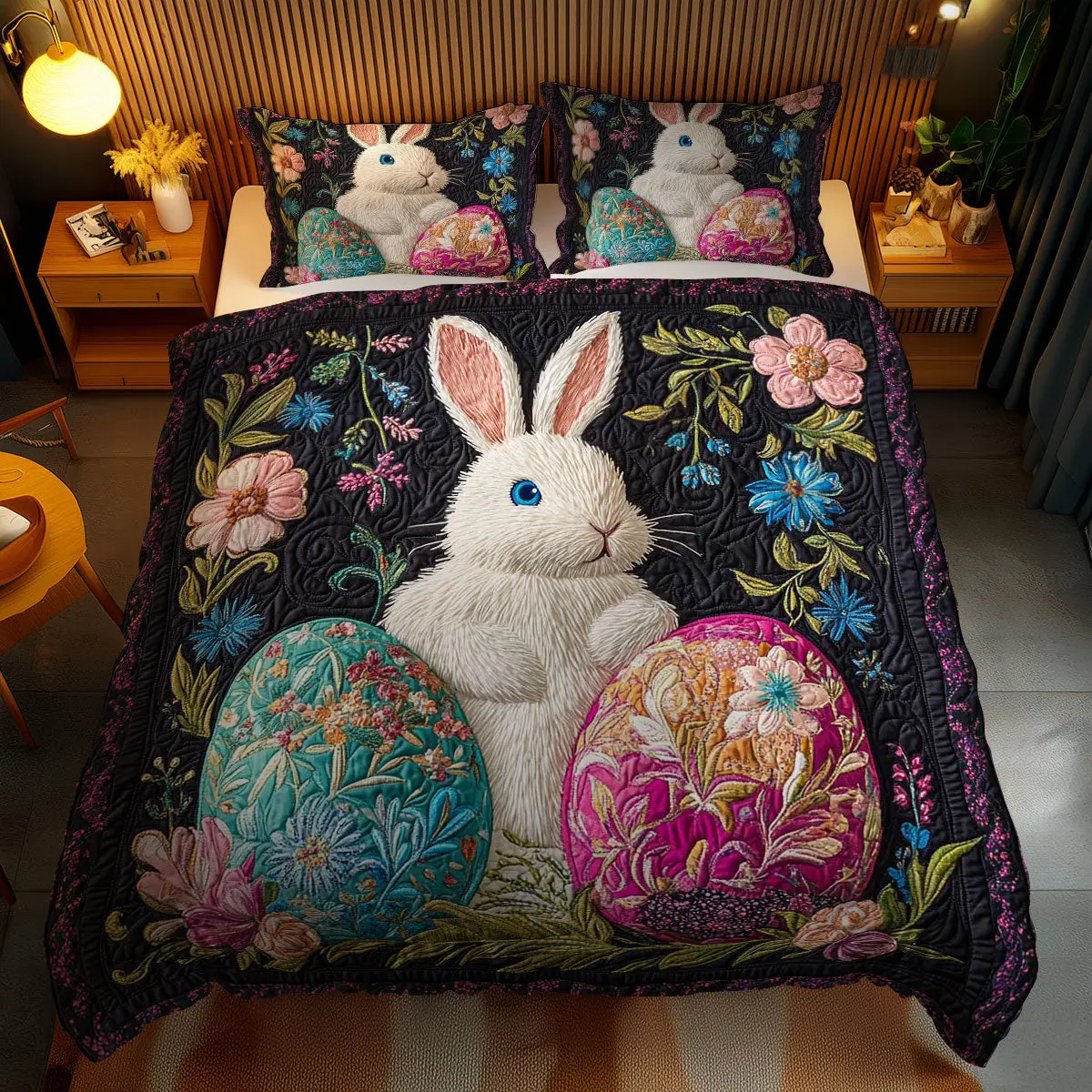 Rabbit�S Festive Nest Quilted Bedding Set Autumn Inspired Bedroom Presents For Bunnies