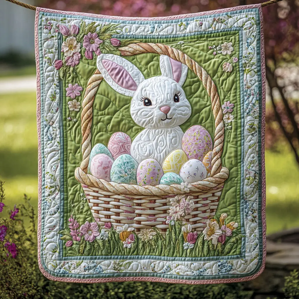 Rabbit Easter Egg Quilted Blanket Cute Bedroom Decorations Rabbit Gifts For Her