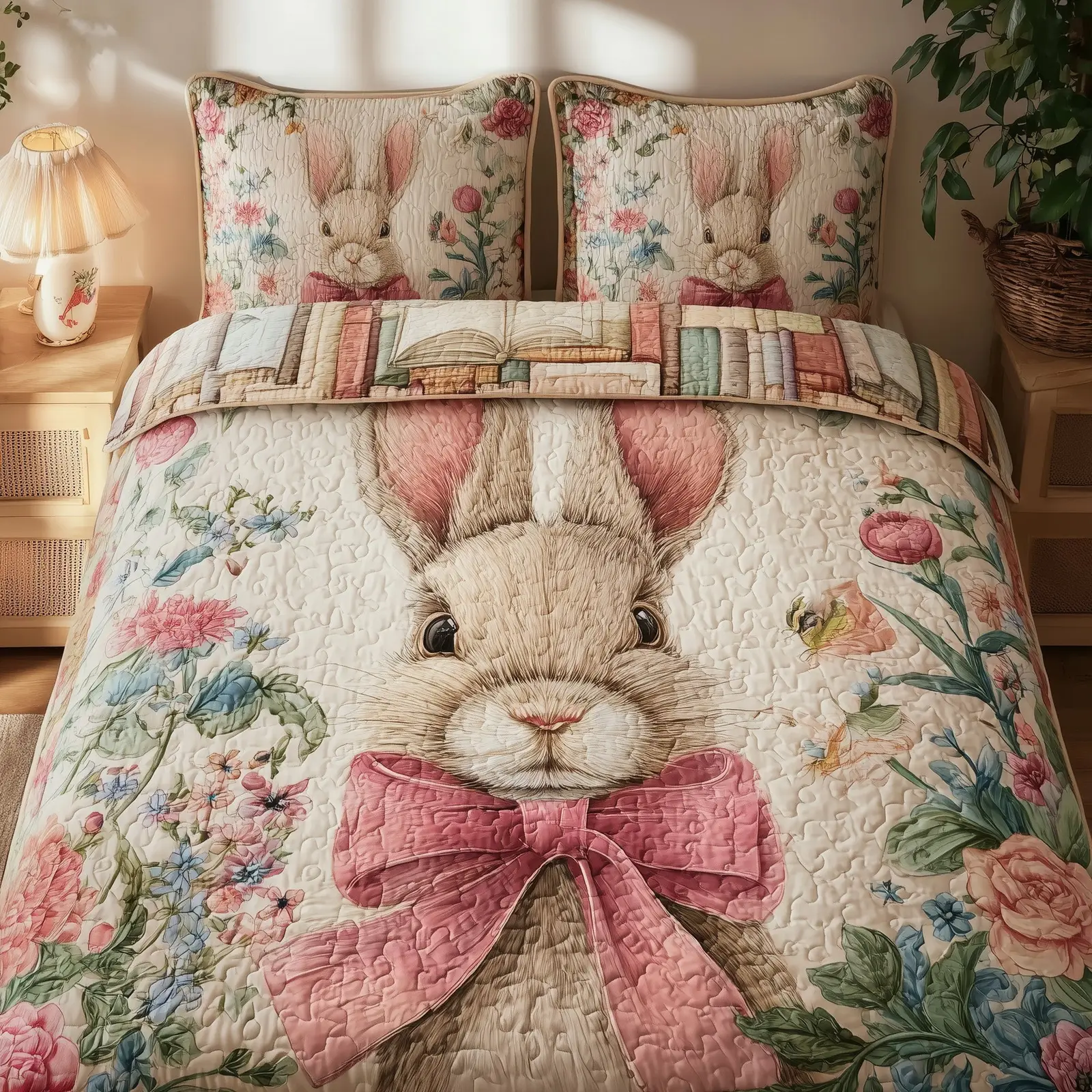 Rabbit Quilted Bedding Set Durable & Long-lasting