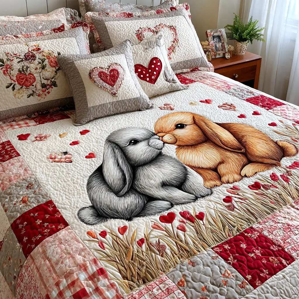 Rabbit Soul Connection Quilted Bedding Set Ideas For Valentine Day Gifts For Sister In Law