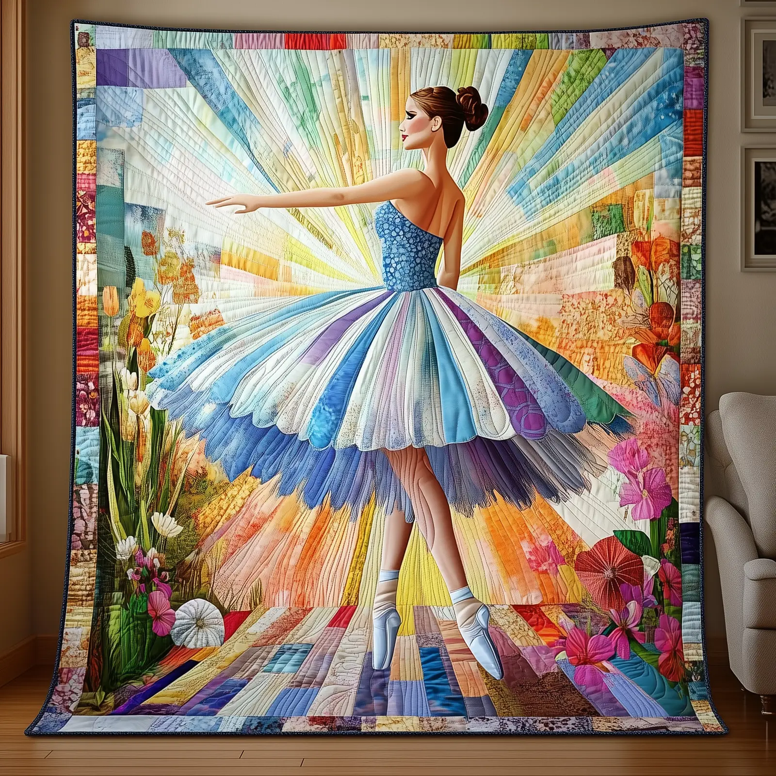 Radiant Ballet Art Quilt Beautiful DancerGift For Ballet Enthusiasts And Performers
