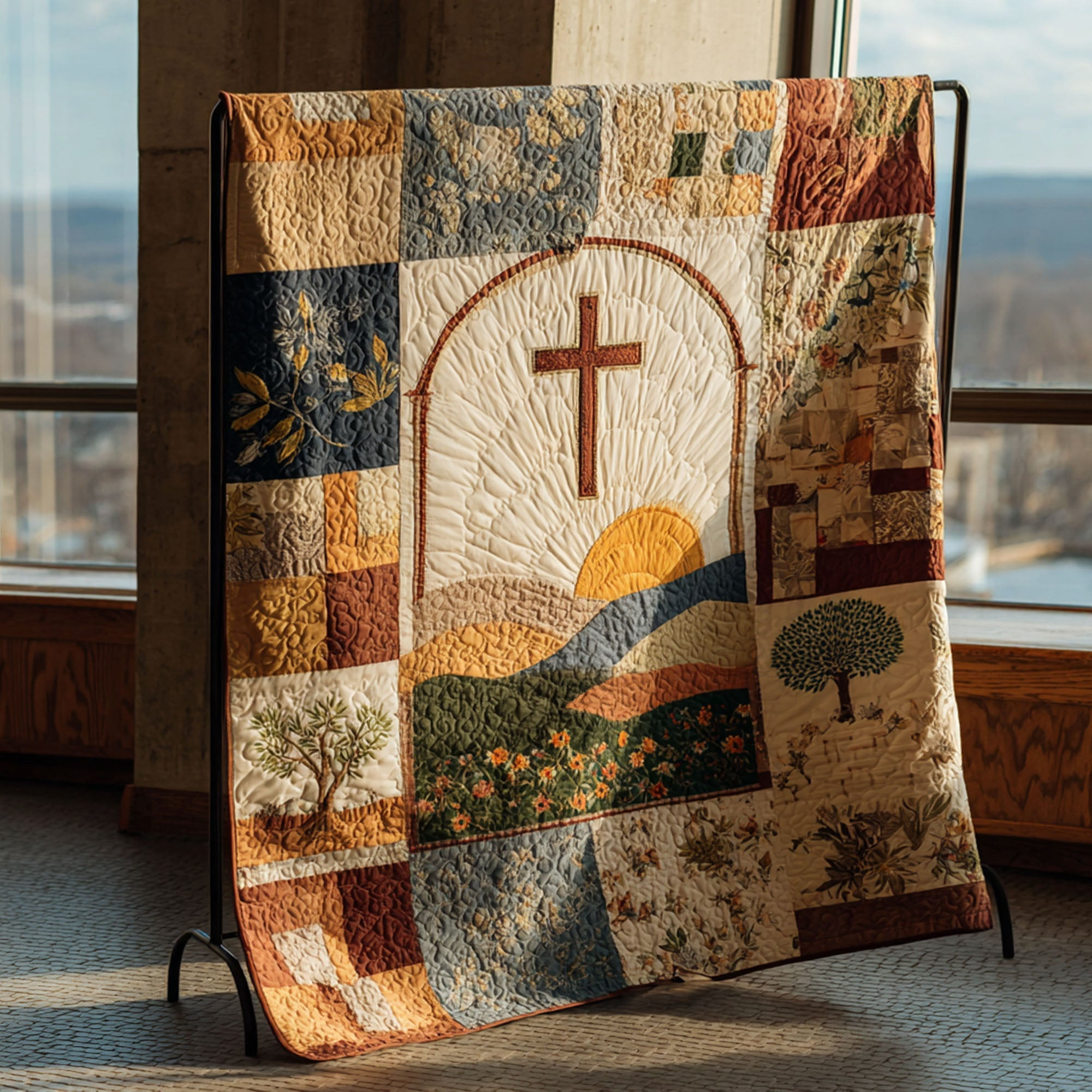 Radiant Cross Quilted Blanket Sofa Couch Throw Blanket Gifts For People Who Love Chickens