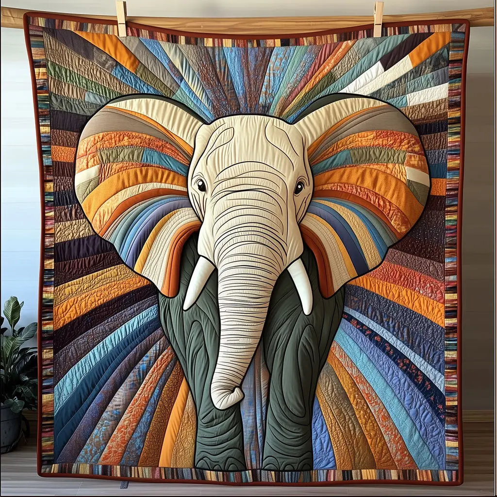 Radiant Elephant Quilt Charming Quilt Blanket Gift for Festive Spirit