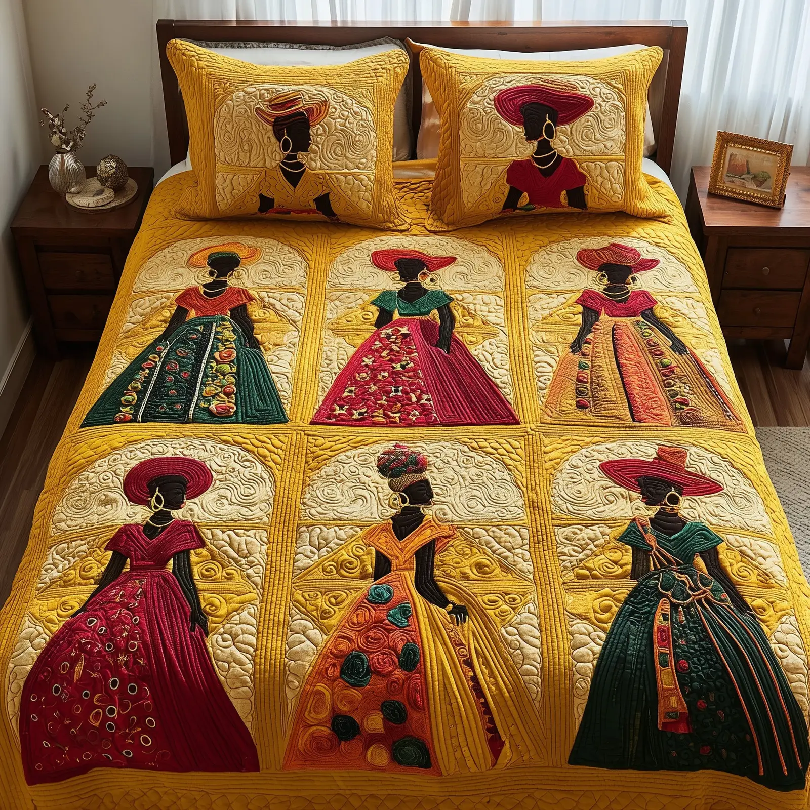 Radiant Heritage Quilted Bedding Set Duvet Cover Bedspread African American Gifts For Family