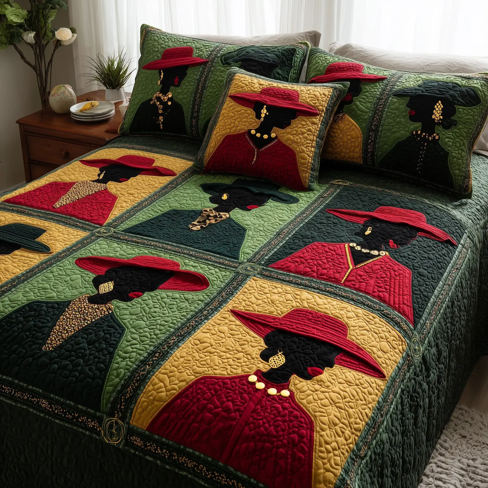 Radiant Heritage Quilted Bedding Set Duvet Cover Bedspread African American Gifts For Her