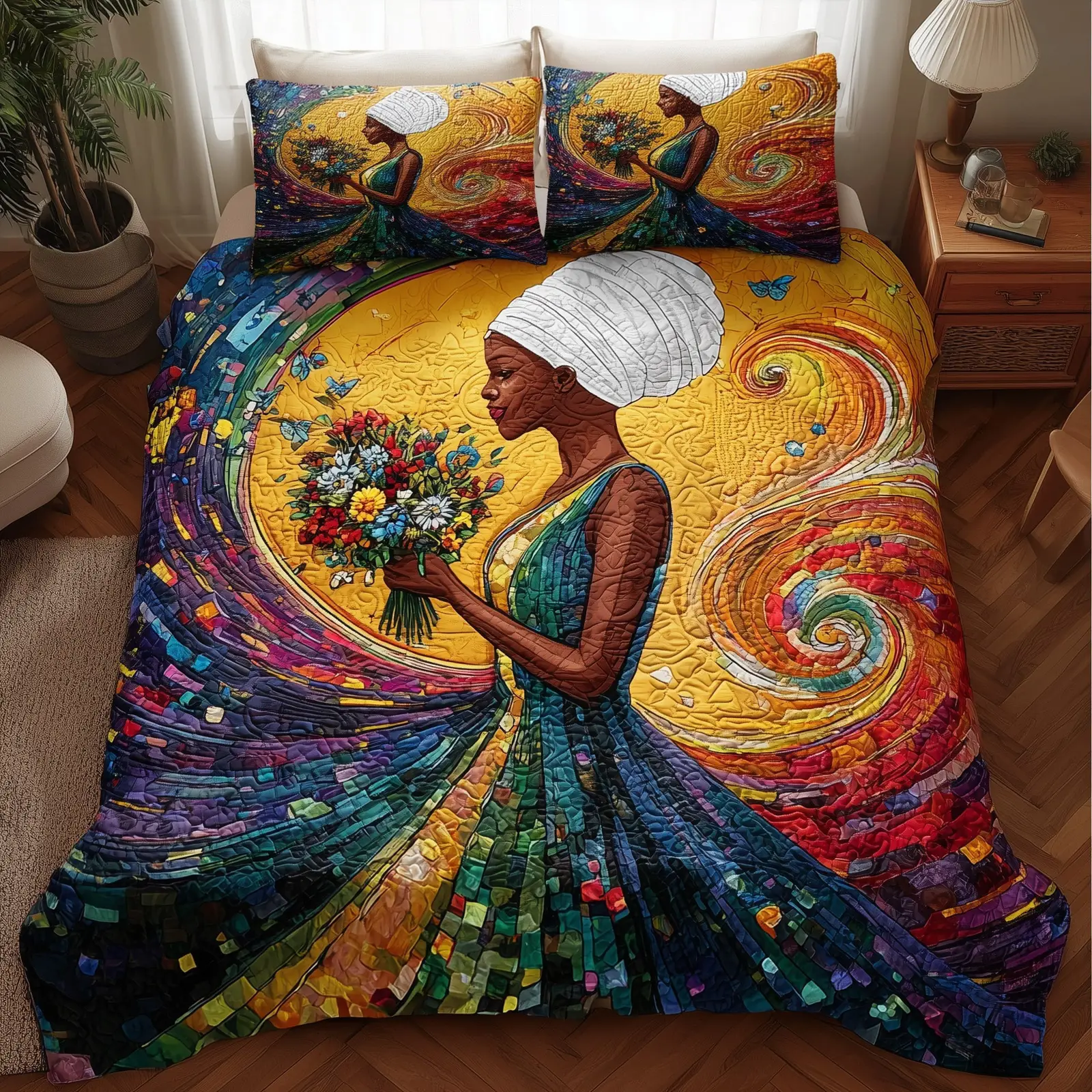 Radiant Heritage Quilted Bedding Set Duvet Cover Bedspread African American Gifts For Women