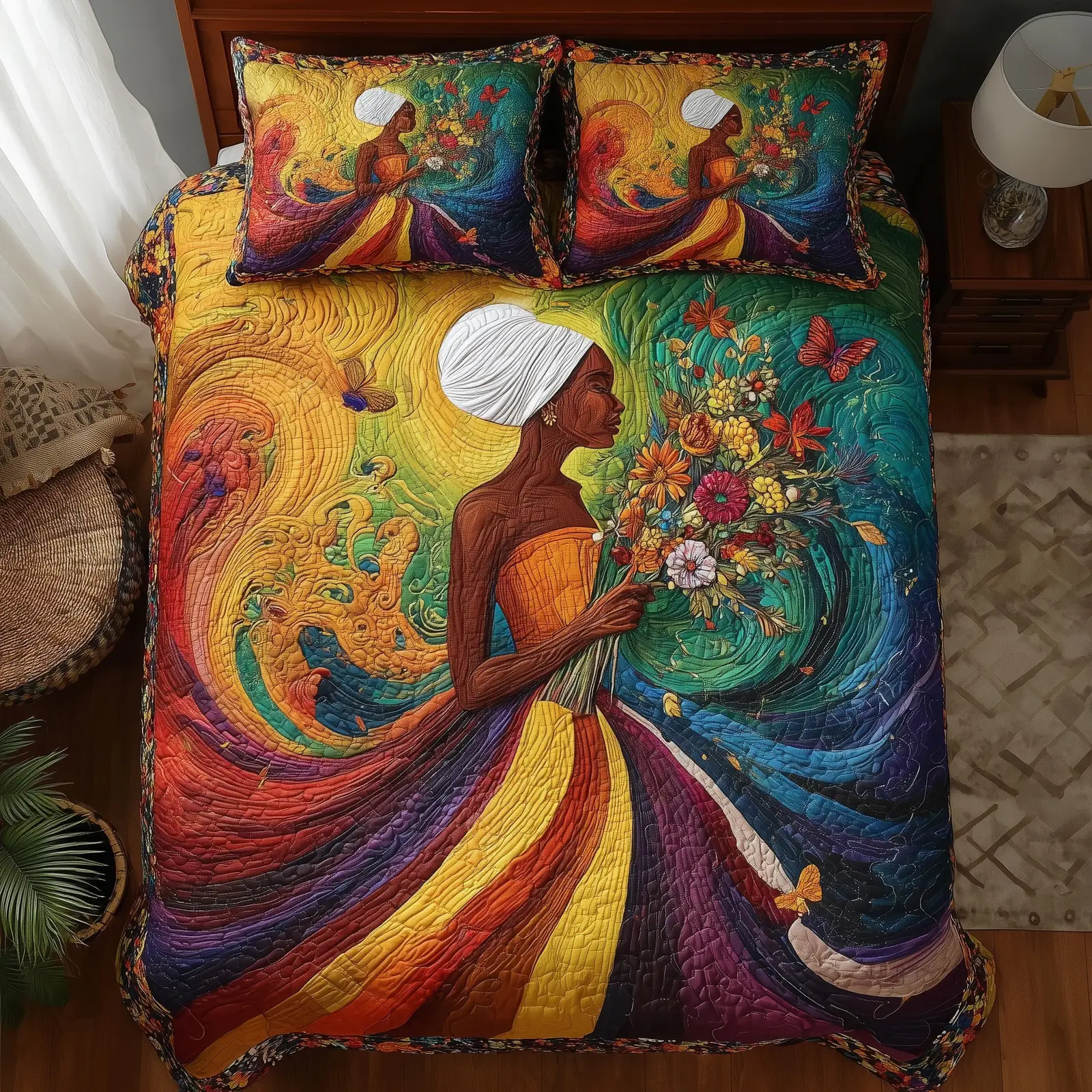 Radiant Heritage Quilted Bedding Set Duvet Cover Bedspread African American Presents Radiant Heritage Quilted Bedding Set Duvet Cover Bedspread African American Presents - Image 1