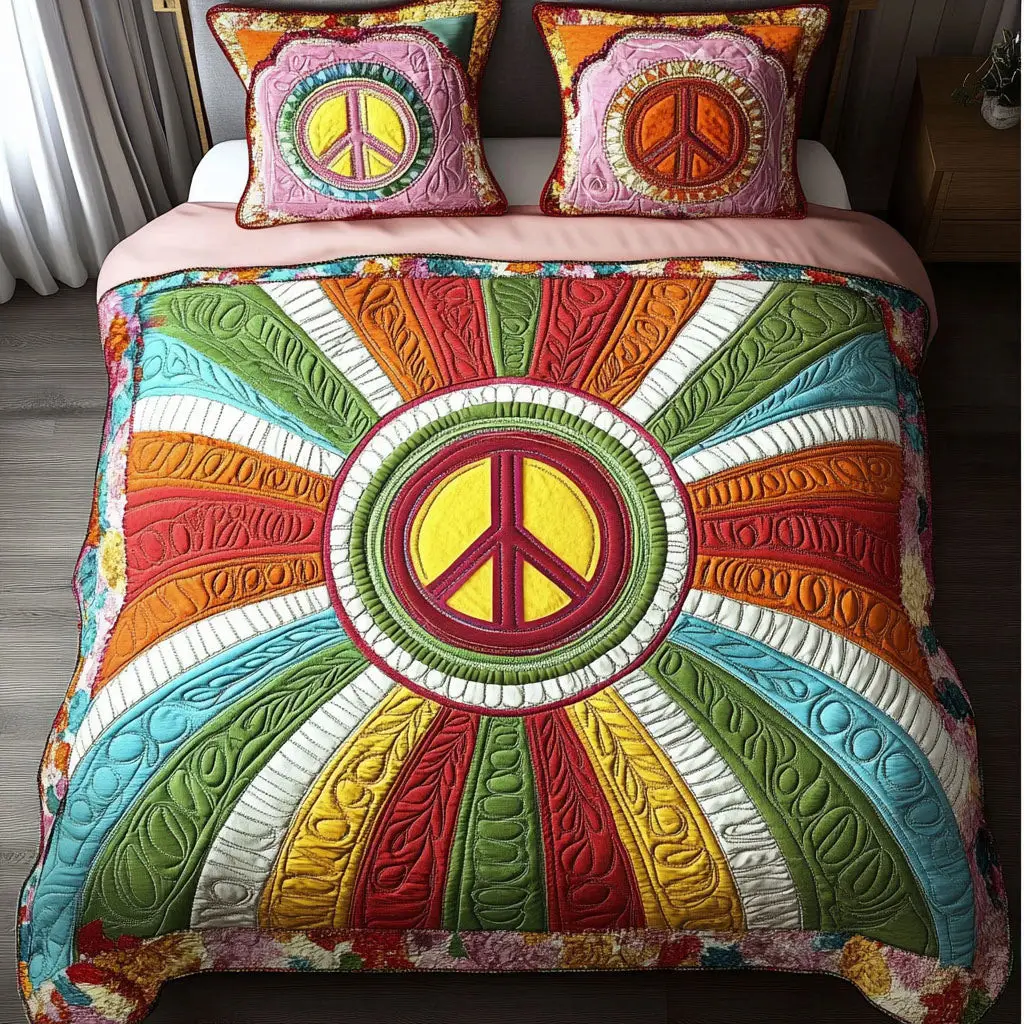 Radiant Peace Quilted Bedding Set Special Home Gift Idea for Comfortable Living