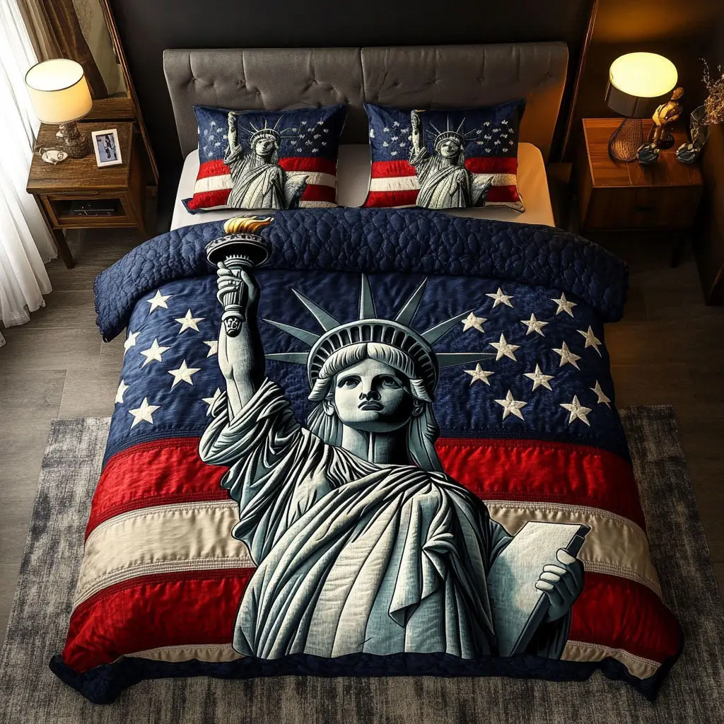 Radiant Statue  Quilted Bedding Set  Duvet Cover Queen Best 4Th Of July Gifts