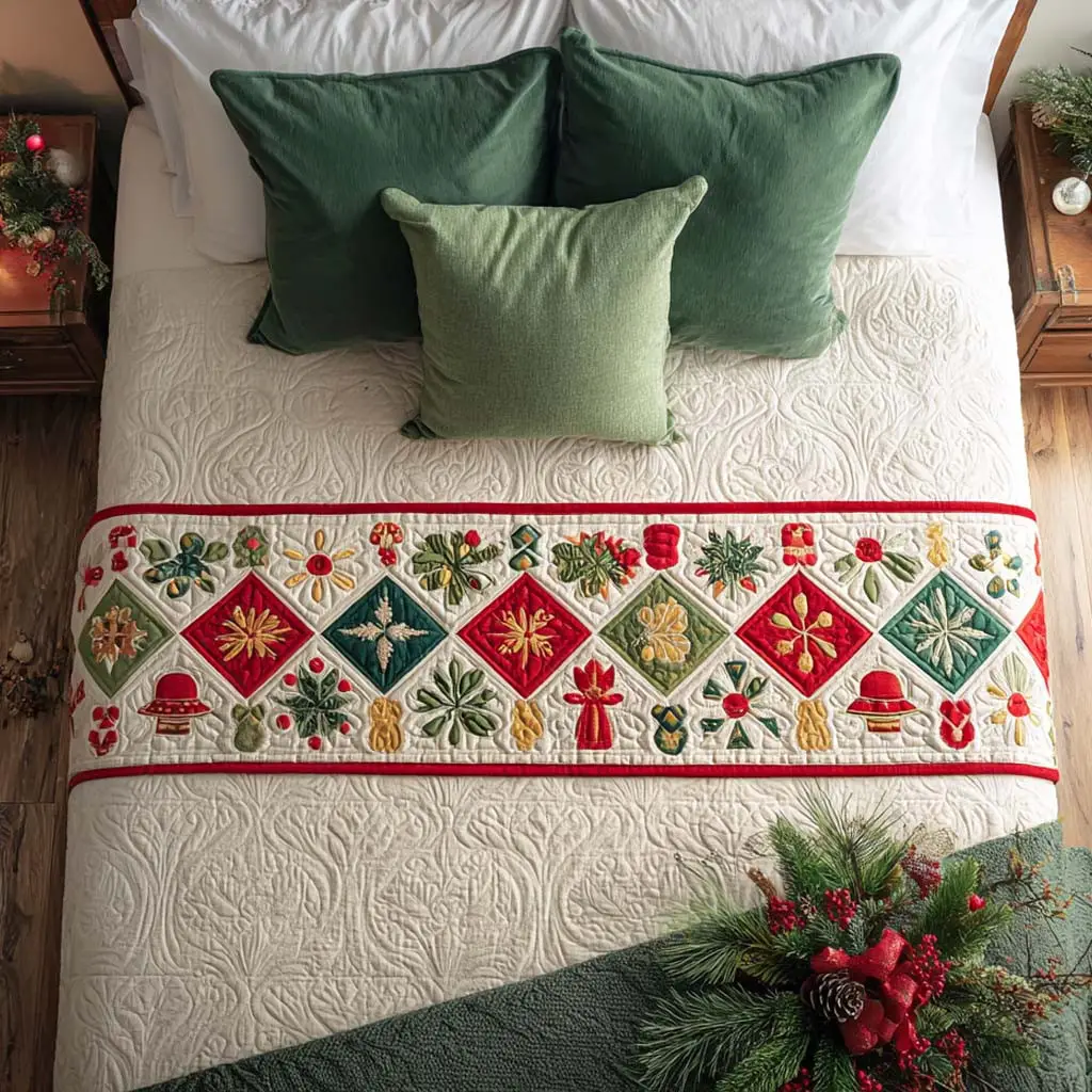 Radiant Yuletide Quilted Bed Runner Radiant Yuletide Shine Holiday Gift