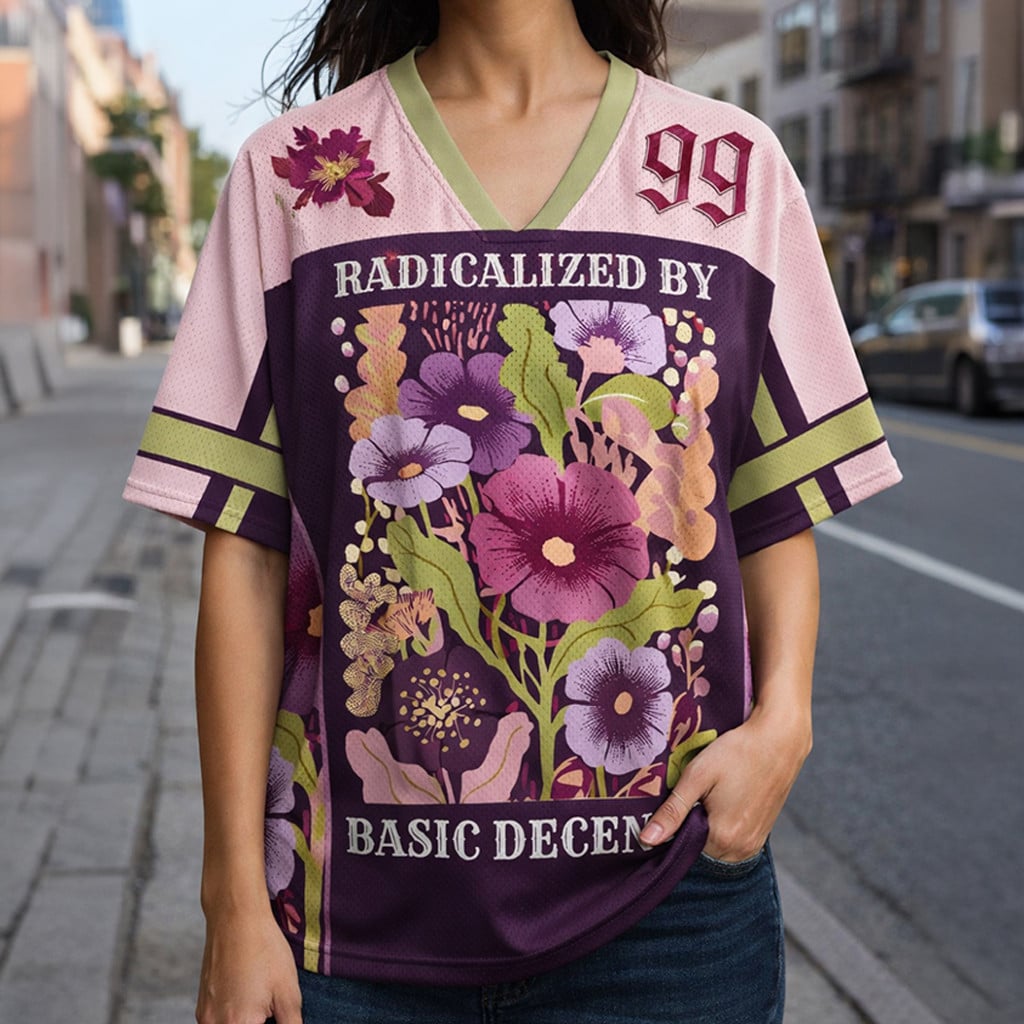 Radicalized By Basic Decency Jersey Anti Fascism Merch Gifts Ideas For Her