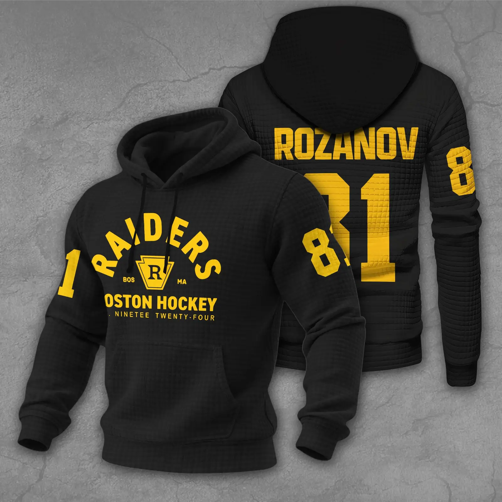 Raiders Boston 81 Heated Rivalry Rozanov Hoodie Waffle Gift For Him Raiders Boston 81 Heated Rivalry Rozanov Hoodie Waffle Gift For Him - Image 1