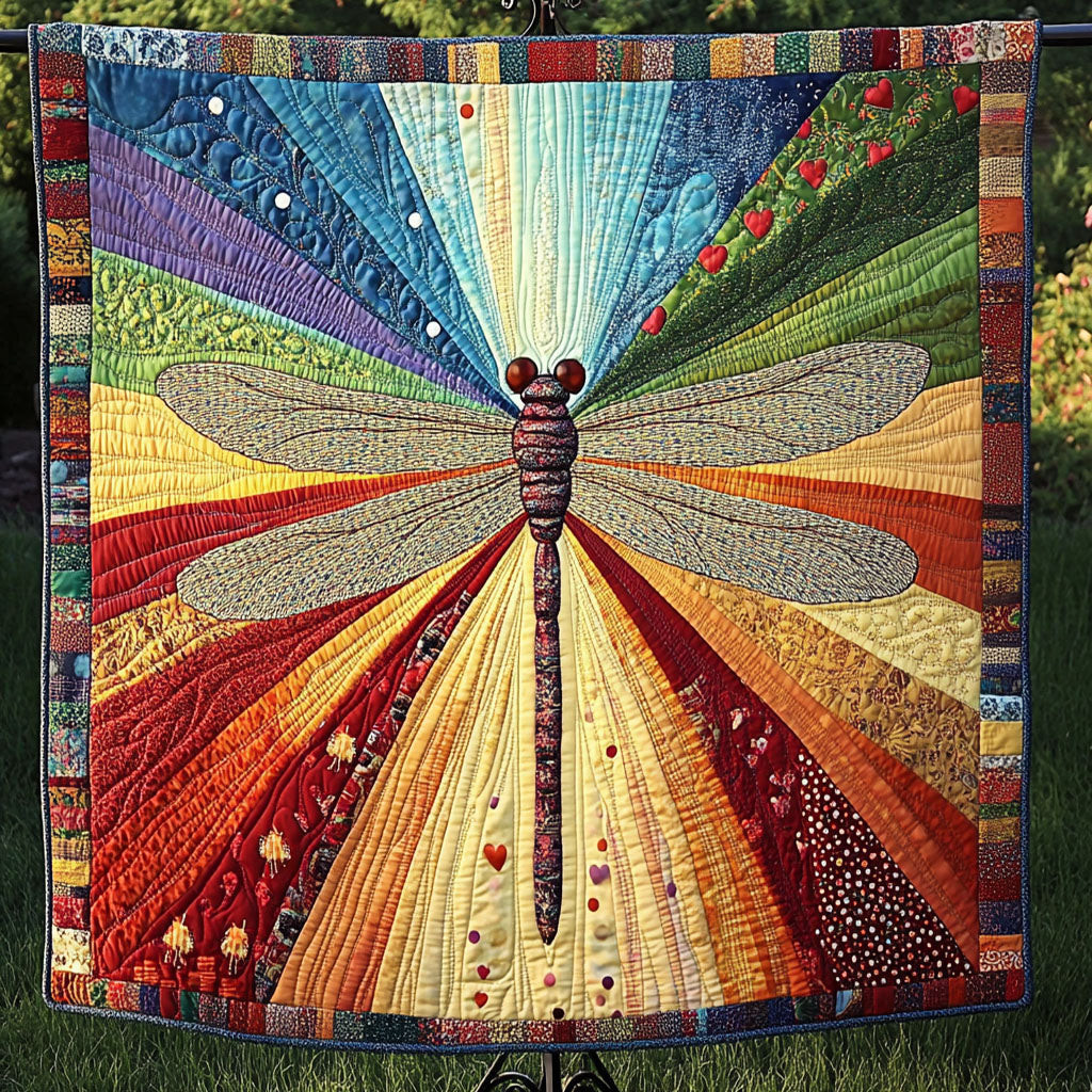 Rainbow Dragonfly Quilted Blanket Bed Christmas Decor Dragonfly Gift Ideas