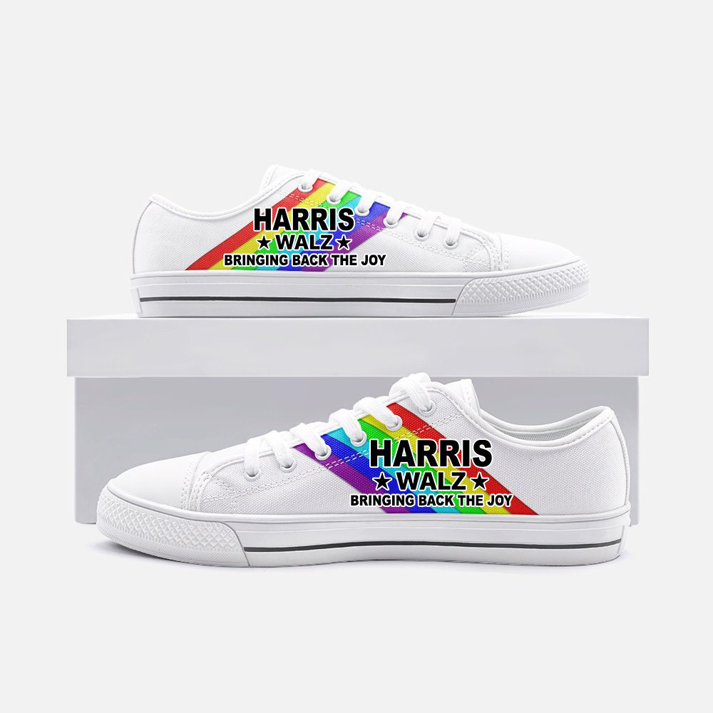 Rainbow Harris Walz '24 Bringing Back The Joy Low Top Shoes LGBT Pride Kamala Harris Campaign Patriotic Shoes Rainbow Harris Walz '24 Bringing Back The Joy Low Top Shoes LGBT Pride Kamala Harris Campaign Patriotic Shoes - Image 1