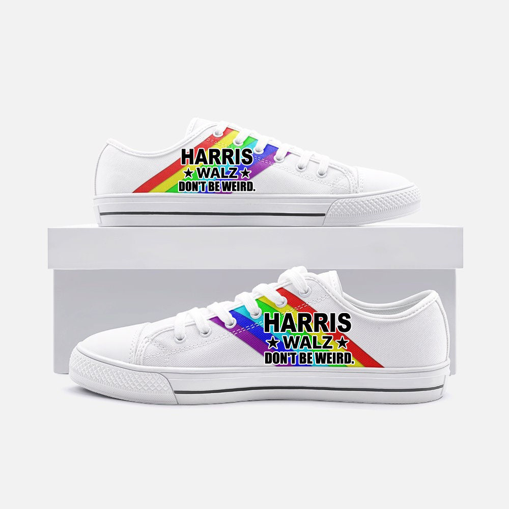 Rainbow Harris Walz '24 Don't Be Weird Low Top Shoes LGBT Pride Kamala Harris Campaign Patriotic Shoes Rainbow Harris Walz '24 Don't Be Weird Low Top Shoes LGBT Pride Kamala Harris Campaign Patriotic Shoes - Image 1