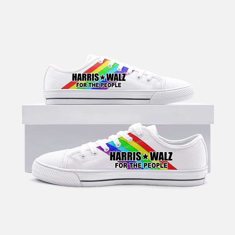 Rainbow Harris Walz '24 For The People 2024 Low Top Shoes LGBT Pride Kamala Harris Campaign Patriotic Shoes